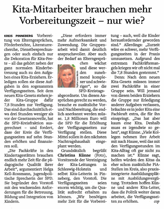Elmshorner Nachrichten vom 22.02.2023: Kita-Mitarbeiter brauchen mehr Vorbereitungszeit – nur wie?