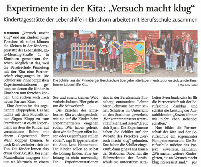 Elmshorner Nachrichten vom 11.10.2022: Experimente in der Kita: Versuch macht klug