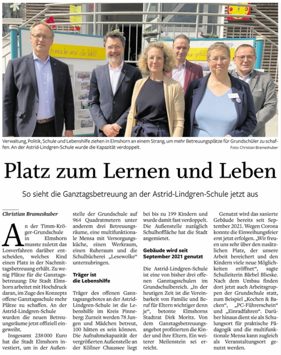 Elmshorner Nachrichten vom 12.5.2022: Platz zum Lernen und Leben